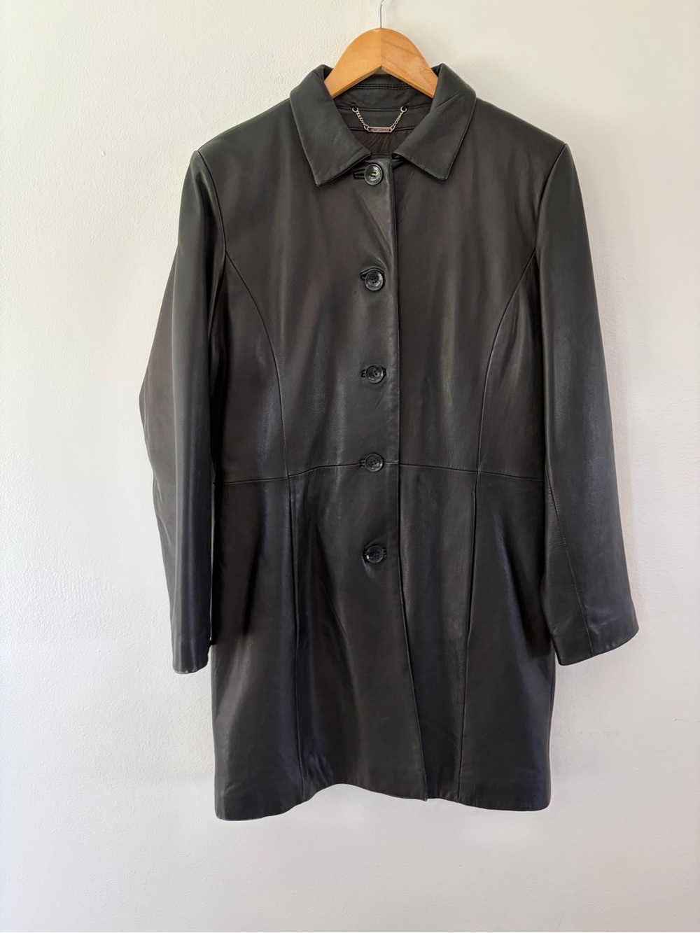 Wilson’s Pelle Studio Vintage Black Supple Leather Thinsulate Longline‎ Coat